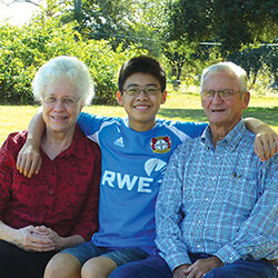 elder couple with student